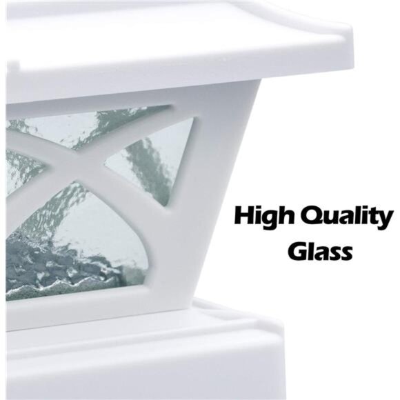 Solar Post Cap Lights Outdoor Glass 2 Modes 8 LEDs 4x4 5x5 6x6 Posts Fence Deck - Picture 6 of 7